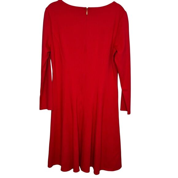 Draper James Dress Womens Medium Red Long Sleeve Fit Flare Stretch Party - Picture 6 of 10